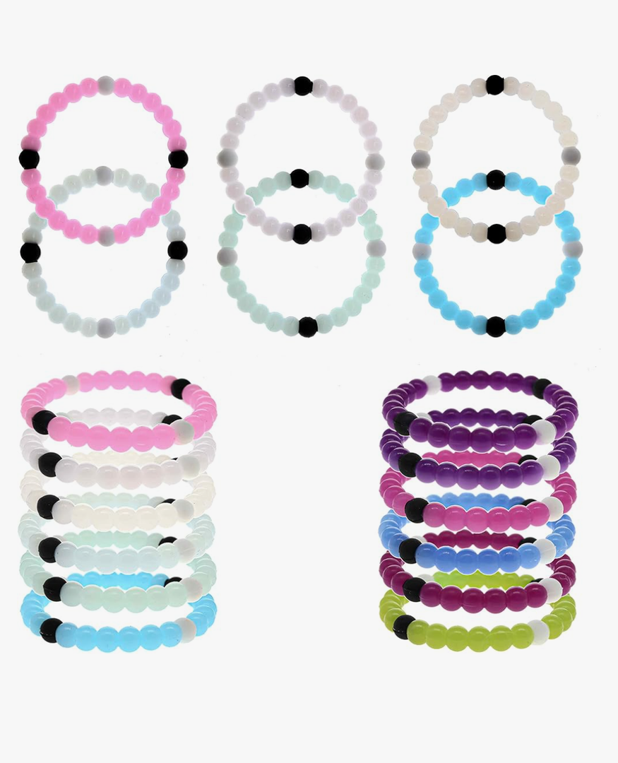FROG SAC 8 Beaded Bracelets for Girls, Silicone Bracelet Pack for Kids, Cute Bead Bracelets, VSCO Girl Birthday Party Favors for Teens