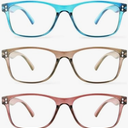 Reading Glasses Blue Light Blocking, Computer Glasses for Women Men, Fashion Square Eyeglasses 5 Pairs