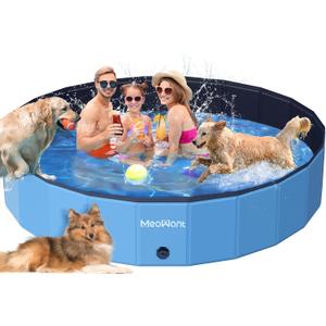 Meowant Extra Large Dog Pool Foldable 87'', Hard Plastic Dog Swimming Pool Kiddie Pool, Collapsible Dog Pet Bath Pool, Portable Deep Dog Pools for Large Dogs (4XL-87''  16'')