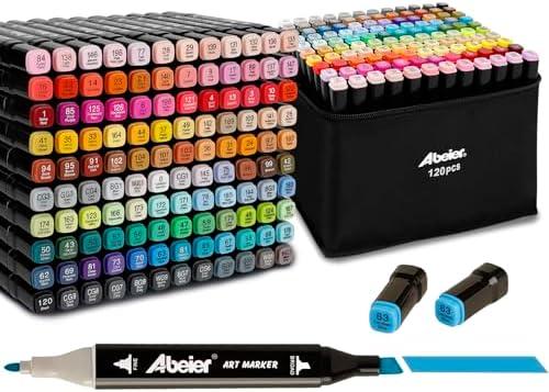 120 Colors Alcohol Markers Set, Dual Tips Blender Art Markers for Drawing, Permanent Sketch Marker for Kids adult coloring, Alcohol Based Marker, Adults Coloring and Artist Illustration.