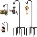 Breeze Touch 2Pack 76 Inch Adjustable Shepherd Hooks for Outdoor Outside, Heavy Duty with 7 Prongs Base, for Hanging Lantern, Hummingbird Feeder, Lightweight Plant, Wind Chime, Bird Feeder Hanger