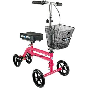 KneeRover Steerable Knee Scooter Foldable Mobility Aid & Knee Walker with Basket for Adults, Adjustable Handlebar and Comfortable Knee Pad (Hot Pink)