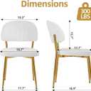 Velvet Modern Upholstered Dining Chair, Mid Century Kitchen Chair with Curved Back & Gold Metal Legs, Armless Accent Side Chair for Kitchen Dining Room, Living Room, Beige, Set of 1