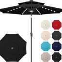 Jarka&Co 9ft Solar Patio Umbrella - 2 Tiers Solar Outdoor Umbrella with 40 LED Lights Waterprool UV Protection, Market Table Umbrella with Tilt for Backyard, Garden, Pool, Porch (Black)
