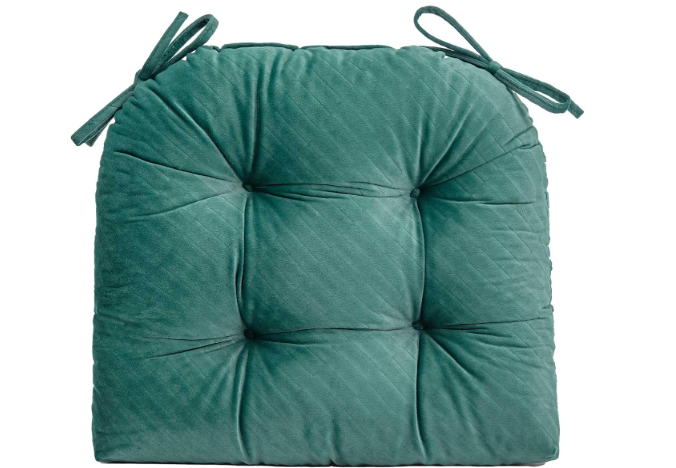 FABRICASTLE Chair Cushions Pads Non-Skid Comfortable 17" x 16" Seat Cushion Cover Set of 4 for Indoor Kitchen Dining Room Office Chairs (Green, 4 Counts (Pack of 1))