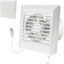 8 x 9.25 Inch Bathroom Exhaust Fan with Shutter Panel,77 CFM 25W Ventilation Fan for Window or Wall Mount,with a pull cord switch and US power cord