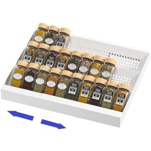 Wobmmi Expandable Metal Spice Drawer Organizer,3-Tier,Slanted Seasoning Jars Tray for Kitchen Cabinet Drawers Insert/Countertop (Jars not included)-3Tier,1pack/White