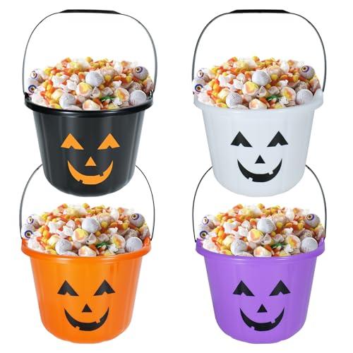 Amazon.com: Holady 4 Pack Halloween Trick or Treat Pumpkin Bucket Jack O Lantern Candy Basket Halloween Party Supplies Pumpkin Pails with Handle (4 Color) : Home & Kitchen