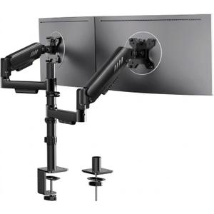 ErGear Vertical Dual Monitor Stand, Stacked Monitor Mount for 13-32 Screens, Up to 19.8 lbs per Arm, Enhanced Stability with Integrated C-Clamp, Upgraded Cable Management, VESA 75x75/100x100mm, Black