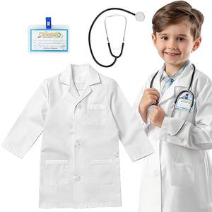 Kids' Doctor Lab Coat Costume with Accessories Role Play for Boys Girls Playset Nurse Costume, Size 3-4Y