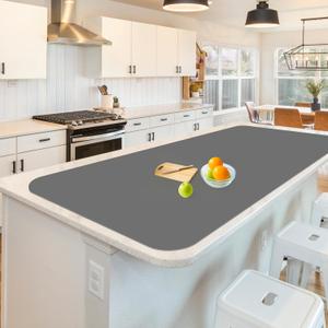 Silicone Mats for Kitchen Counter, Treerit 47.24"x 23.62" Extra Large Silicone Mat, Non-slip Heat Resistant Kitchen Counter Mat, Quartz Countertop Protector, Shipped Rolled Up, No Creases, Gray