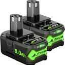 Replacement for Ryobi 18V Battery P108 8.0Ah Lithium 18V Battery ONE+ Plus P102 P103 P104 P105 P107 P108 PBP005 P109 P190 P191 P122 2Pack
