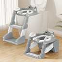 TuckInn Potty Training Seat, Toddler Toilet Seat for Little Boys Girls, Potty Training Toilet with Urinals, Toddler Step Stool Ladder and Splash Guard (Gray)