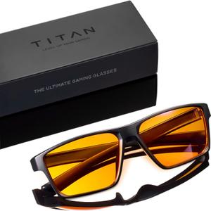 Titan Gaming Glasses, Blue Light Blocking, Night Driving Glasses for Men, Computer Protection Christmas Gift for Gamers (Black)