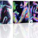 Abstract Nudes Wall Decor for Bedroom 3 Panel Sexy Nude Couple Love Picture Couple Wall Art Nude Woman Painting Art Print on Canvas for Bar Hotel Apartment Wall Decor Framed Ready to Hang - 12x16inchx3Pcs