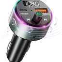 FM Transmitter Bluetooth 5.3 - SOARUN Fast Car Charger Adapter 54W [PD 36W & QC3.0 18W], Support Wireless Radio, Aux 3.5mm, Hands-Free Calling with 9 Colors LED Backlit (FT1020-US-HANYA)