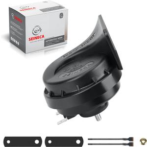 Car Single Horn Loud Waterproof 12V High Tone Snail Electric Horn for Motorcycle Pickup RV SUV MPV Van Electric scooter. (Black Low)