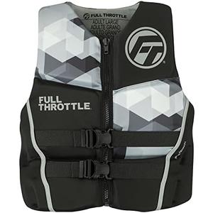 Full Throttle Adult Rapid Dry Flex Back Life Jacket, Grey, Medium