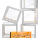 White Transparent Balloon Boxes, Clear Baby Boxes with 78 Letters for Custom Name, Balloon Box Blocks Backdrop for Bride Shower Baby Shower Birthday Boy Girl Gender Reveal Graduation Party Decor, 5PCS