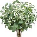 Beferr 5pcs Eucalyptus Stems & 6pcs Babys Breath Artificial Flowers Faux Greenery Bouquets for Wedding Table Centerpiece Home Decor