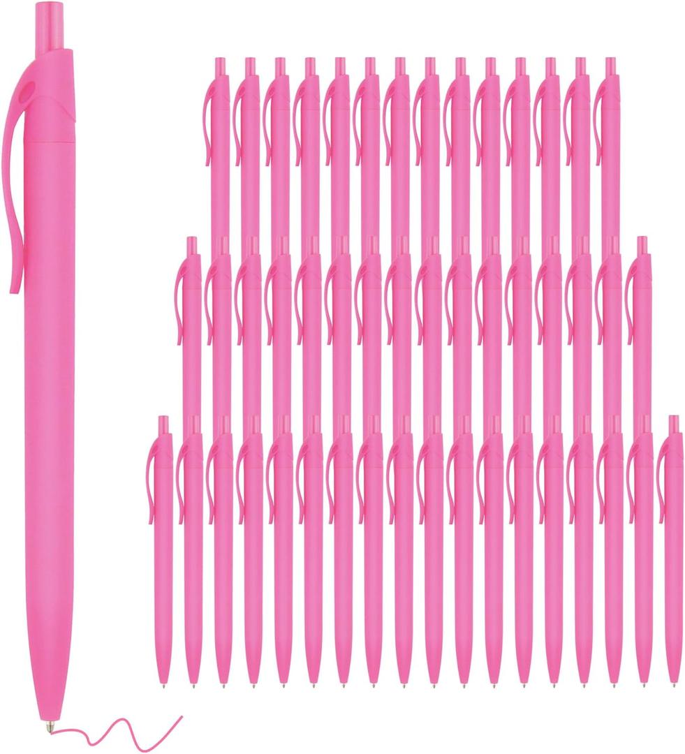 Deegtran Pink Click Pens - 50 Pack, Retractable, Medium Point, Smooth Ink, 1.0MM