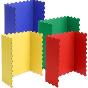 Mooliwe 4 Pack 24" x 16" Trifold Poster Board Neon Colors Corrugated Scalloped 3 Fold Small Display Boards Foldable Business Paper Board for Presentation Science Fairs Event School Projects
