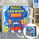 Milk & Think Kids Toddler Play Panel, Role Play Toy, Montessori Inspired Play Panel, Quick Door Hang with Suction Cups, Set of 2 - Enter and Exit - (Car Wash)