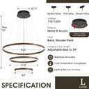 3 Ring Chandelier Modern LED Pendant Light for Dining Room Circular Round Chandelier Dimmable with Remote Control Flush Mount High Ceiling Lights for Staircase Entryway, 24 Inches 3000K-6500K