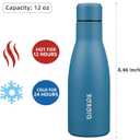 BJPKPK 12oz Water Bottles Stainless Steel Double Wall Vacuum Insulated Small Water Bottles for Travel,Sea Blue