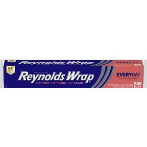 Reynolds Wrap Everyday Strength Aluminum Foil Roll, Freezer Safe and Grill Safe, Great for Foil Packets and Home Cooking, 12 Inches Wide, 200 Total Sq. Ft.