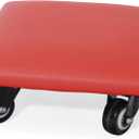 Roller Seat 360 Degree Rotating Low Stool with Wheel Chair PU Leather Universal Swivel Wheels Stool for Home Office Fitness and Garage (Rectangle Red)