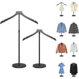 2 Pack Mannequin Torso, Adjustable Shirt Display Stand Height 20 to 34 Inches, Cap and Gown Display Stand Stable Clothing Garment Dress Form, Coat Jacket Hanger Easy to Install, Black