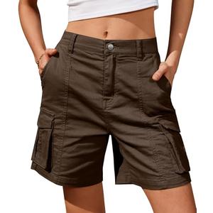 IVIR Cargo Shorts Women Bermuda Summer Shorts for Women 7 Inch Inseam Knee Length Relaxed Fit Bottoms Brown Middle M