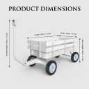 All-Terrain White Wagon Cart for Wedding Flower Girls, Heavy Duty Steel Utility Garden Cart with Handle and Removable Wooden Side Panels (White)