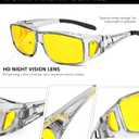 Anti-Glare Night-Driving Glasses Fit-Over-Glasses: Night Vision Glasses for Men Wrap-Around Glasses for Women (Transparent Grey + Matte Black + Transparent Blue)