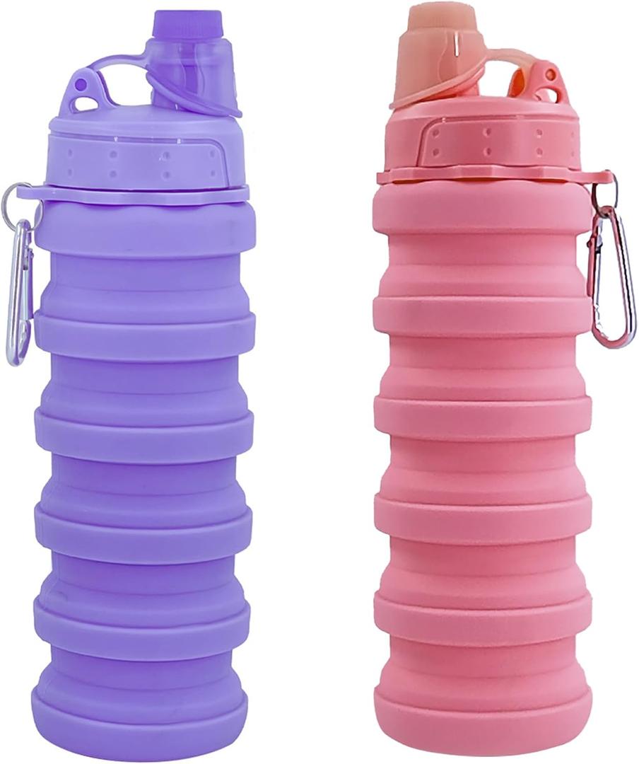 Collapsible Water Bottles Travel Water Bottle Sports Portable Sport Water Bottle Reusable Water Bottles Comes with Mountaineering Buckle 500ml Silicone Water-proof Camping Water Bottle