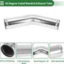 2 x Motoforti 45 Degree Mandrel Exhaust Tube with Bead Roll DIY Custom Car Modified Exhaust Pipe Tubing Piping 3.5" OD 7.87" Length T304 Stainless Steel Silver Tone
