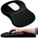 Hokafenle Ergonomic Mouse Pad Wrist Support with Massage Design, Wrist Rest Pain Relief Mousepad with Memory Foam&Non-Slip PU Base, Mouse Pads for Wireless Mouse & Desk (12x8 inch,Black)