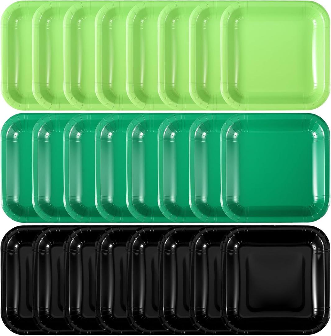 120 Pieces Green Party Theme Decorations Square Paper Plates Birthday Party Cake Dessert Plates (Green,7 Inch)