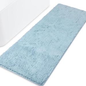 Baby Blue Bathroom Rugs – Thick Chenille Bath Mats 2x5ft | Absorbent and Washable Bath Rug Non-Slip, Plush Rugs for Bathroom Floor, Shower, Sink
