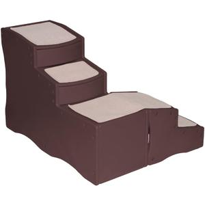 Pet Gear Easy Step Bed Stair for Cats/Dogs, Adjusts to Either Side of Bed, Removable Washable Carpet Treads, Storage Compartment, for Pets Up to 75lbs