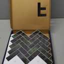 FunStick 30-Sheets Green Herringbone Peel and Stick Backsplash Tile Sticker for Kitchen Bathroom 12"x12" Removable Stick on Backsplash Tiles for Kitchen Shower Wall Tiles Renter Friendly Back Splashes