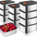 10 Pack Stainless Steel Food Storage Containers with Leak-Proof Lids, 16oz Reusable Metal Meal Prep Snack Box, Stackable Lunch Container, BPA-Free, Dishwasher Safe for Adults & Families