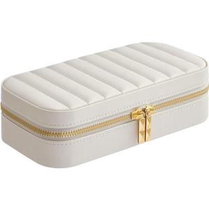 Travel Jewelry Organizer - Stripes Jewelry Box, Small Ring Holder Case | 8.07x4.13x2.36 inches Women Necklace Storage Solution, Lightweight Earring Box Case, Compact Organizer with Weekend Trip Use