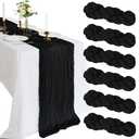 7 Pack 10FT Black Cheesecloth Table Runner 120 Inch Long Gauze Rustic Boho Cheese Cloth Table Runner Sheer Fabric for Wedding Party Birthday Bridal Baby Shower Summer Centerpiece Home Decor