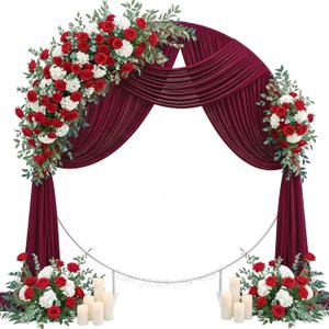 Wedding Arch Draping Fabric 29" x 19Ft Sheer Drapes for Backdrop Wedding Ceremony Reception Ceiling Decor Curtain Baby Bridal Shower Decoration (Burgundy, 1 Panel)