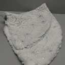 AISENO 36 Inch Sequin Faux Fur Christmas Tree Skirt for Christmas Tree Decorations White Plush Silver Sequin Snowflake Tree Skirt