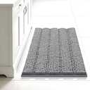 Bcoimo 24"×17" Chenille Bath Mat – Non-Slip with Backing Bath Rug Ultra-Absorbent and Machine Washable Bathroom Mat Quick-Dry Design. Ideal for Bathroom and Tub Areas