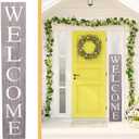 ALBEN Premium Extra Large Welcome Sign for Front Door Porch – 5 Feet Tall (58" x 11") Standing Vertical Wooden Sign, Indoor Home Decor Wall Decorations (Gray)