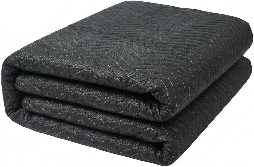 Moving Blankets 72"x80", (45 lb/dz Weight), Heavy Duty Moving Blanket, Deluxe Quality Padded Packing Blankets for Furniture Shipping and Storage, Black (1 Blanket)